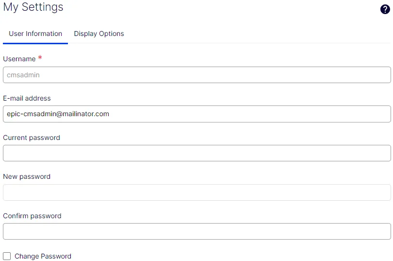 CMS 12 My settings
