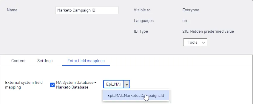 Map value in Extra field mappings tab Map value in Extra field mappings tab