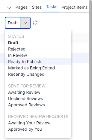 the Tasks tab the Tasks tab