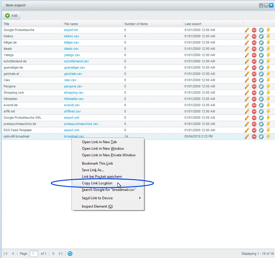 Image: Select option to copy link