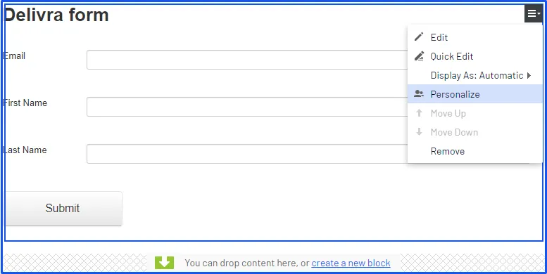 Personalize Delivra form Personalize Delivra form