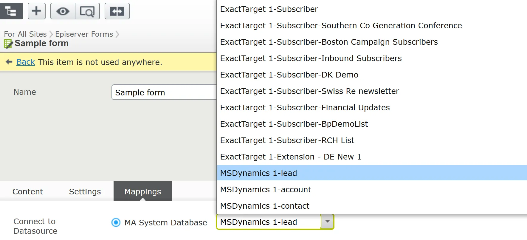Select the database