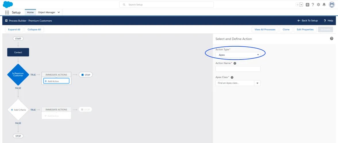 Image: Apex action type Image: Apex action type