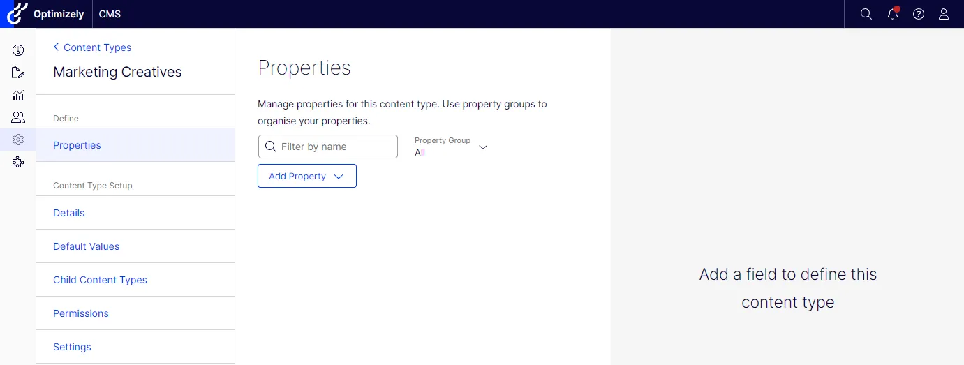 define the properties for the page type define the properties for the page type