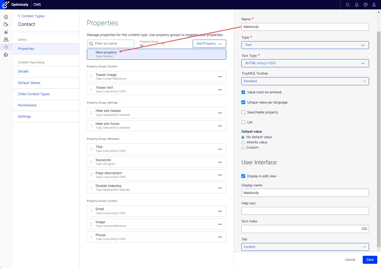 Configure Property fields Configure Property fields