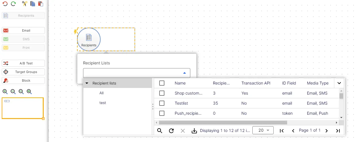 Images: Recipient list options Images: Recipient list options