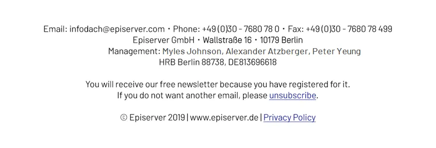 Image: Example email footer