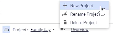 Context menu on the project bar