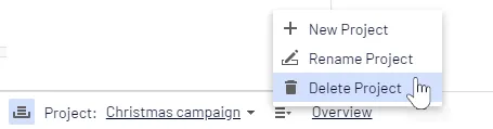 Screenshot of the Delete Project option in the project bar context menu Screenshot of the Delete Project option in the project bar context menu