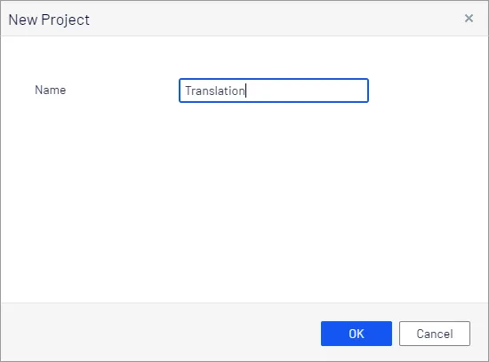 Screenshot of the New Project dialog box where you enter a project name Screenshot of the New Project dialog box where you enter a project name