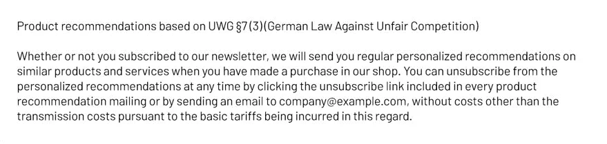 Image: Example privacy policy note – customer relationship Image: Example privacy policy note – customer relationship