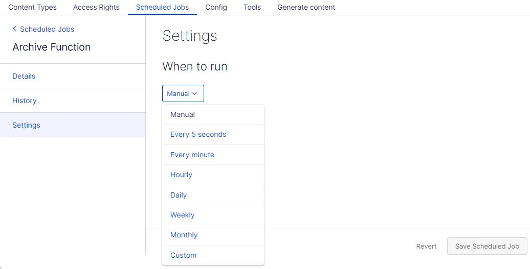 Scheduled Job Settings tab Scheduled Job Settings tab