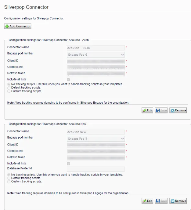 Enter the information associated with your Acoustic (Silverpop) account Enter the information associated with your Acoustic (Silverpop) account