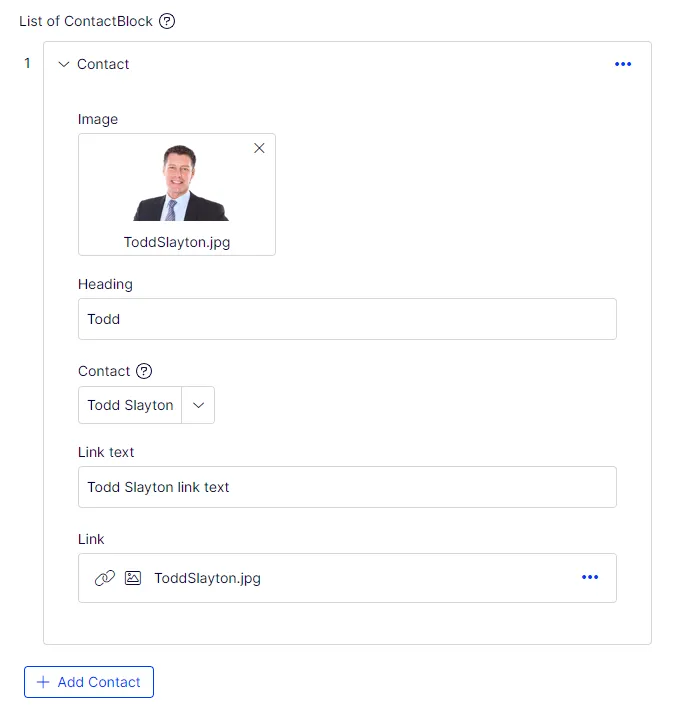 List of content block List of content block
