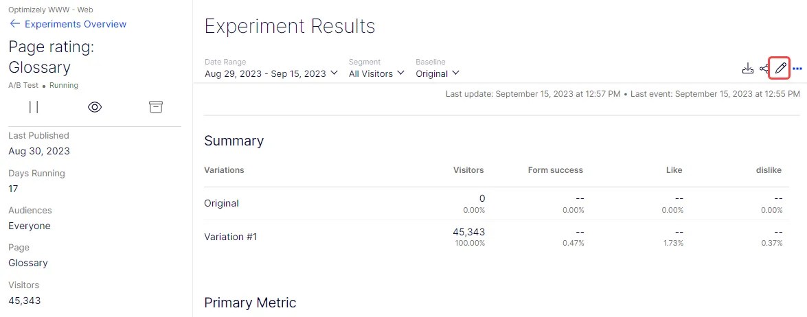 Click Edit from the Results page.