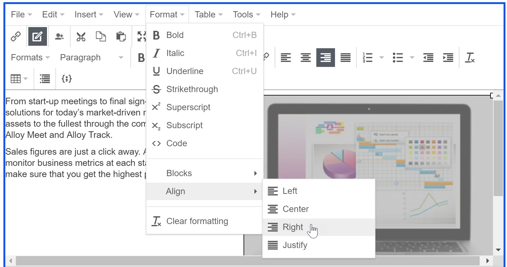 Image: Aligning images using the Format Align option on toolbar Image: Aligning images using the Format Align option on toolbar