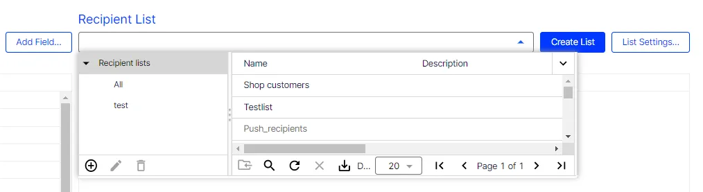 Image: Showing assigned recipient lists