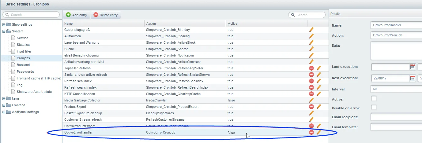 Image: Locate and edit cron job