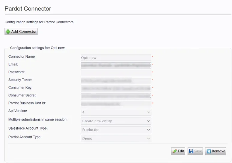 Configuring the Pardot connector