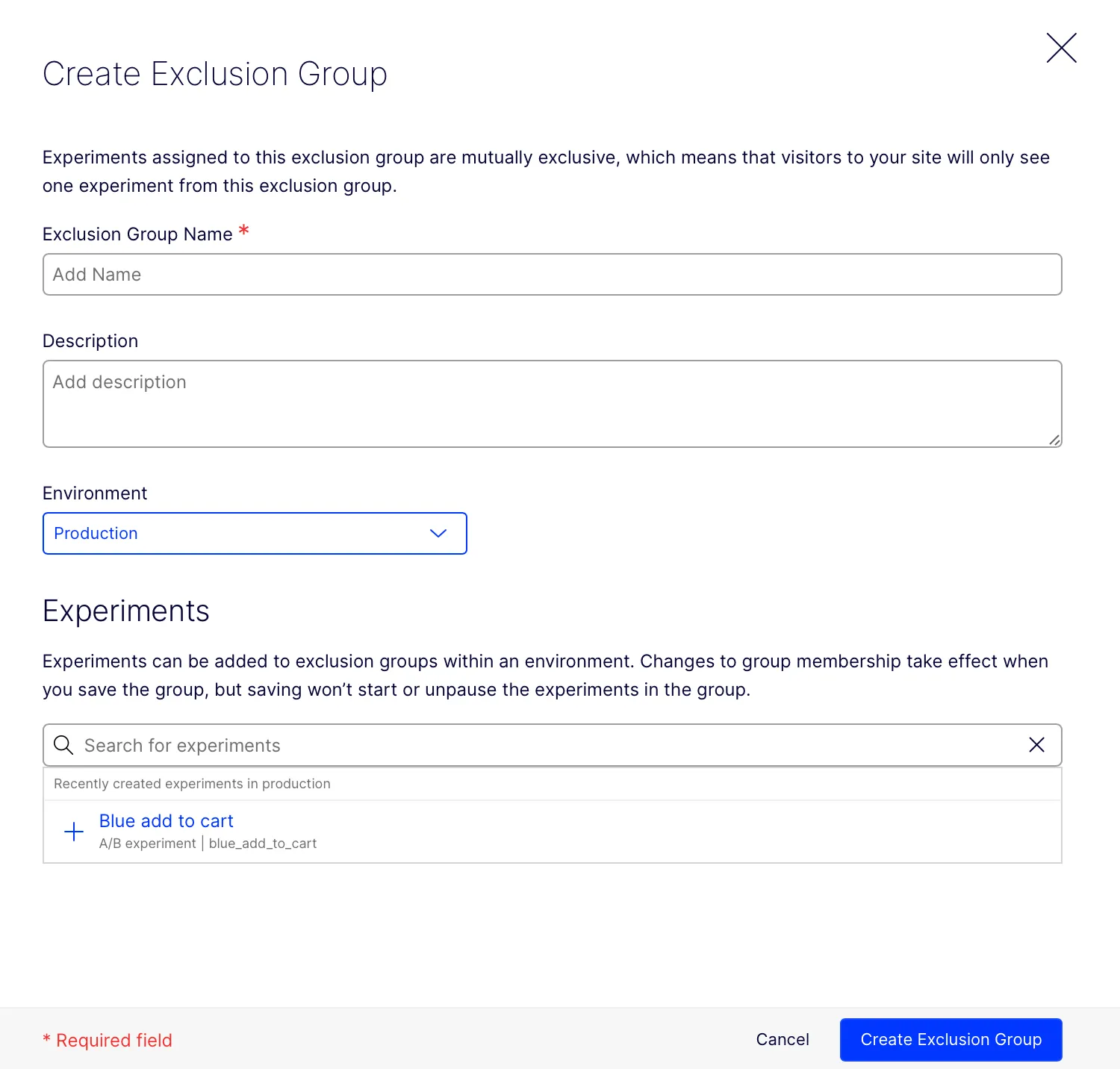 Configure exclusion group Configure exclusion group