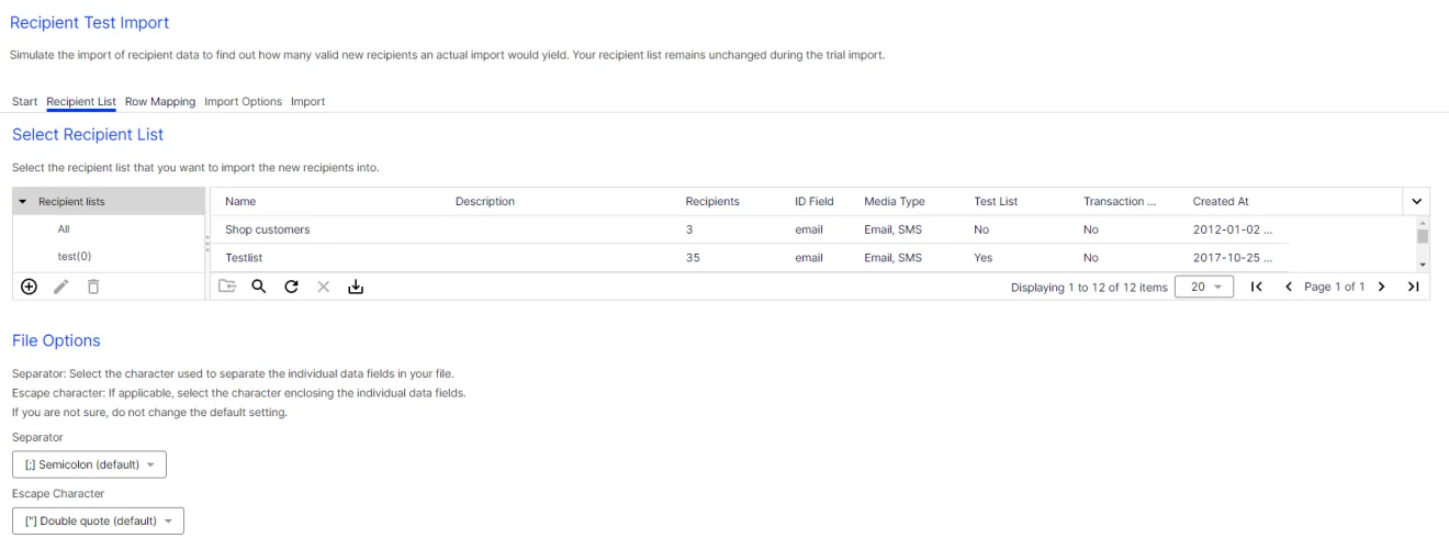 Image: Recipient list Image: Recipient list