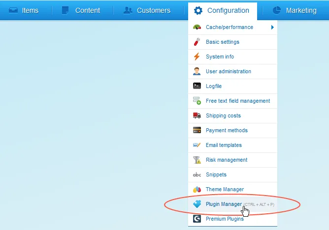 Bild: Plugin Manager im Einstellungen-Menü Bild: Plugin Manager im Einstellungen-Menü