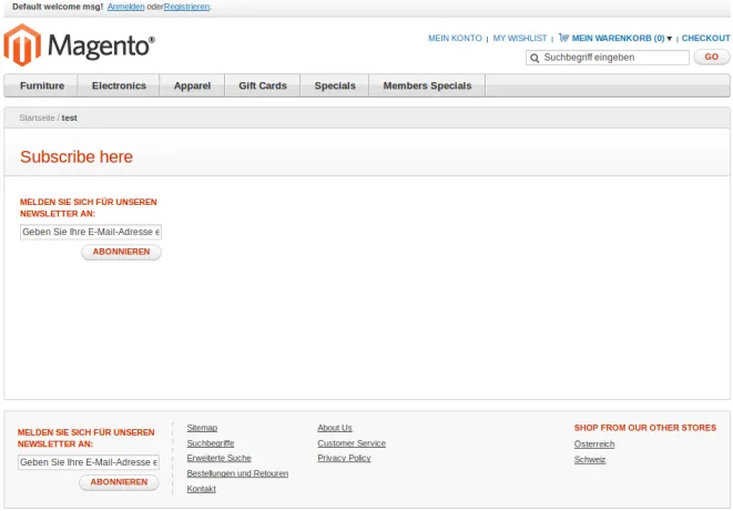 Image: CMS page in front end view Image: CMS page in front end view
