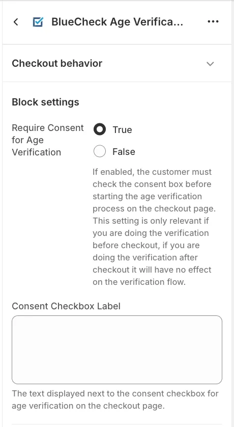 Conent Checkbox Settings