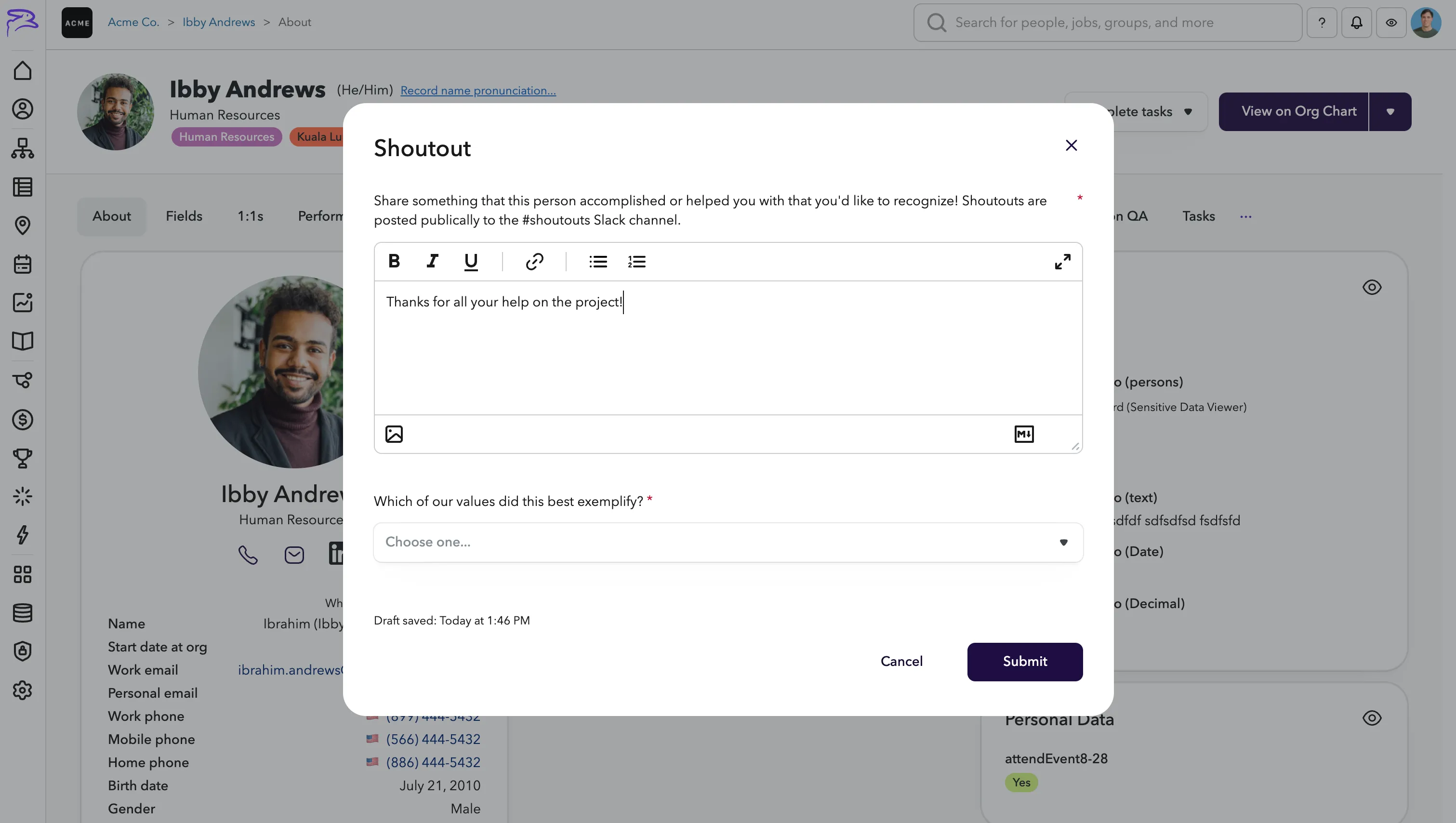 Pop Up form