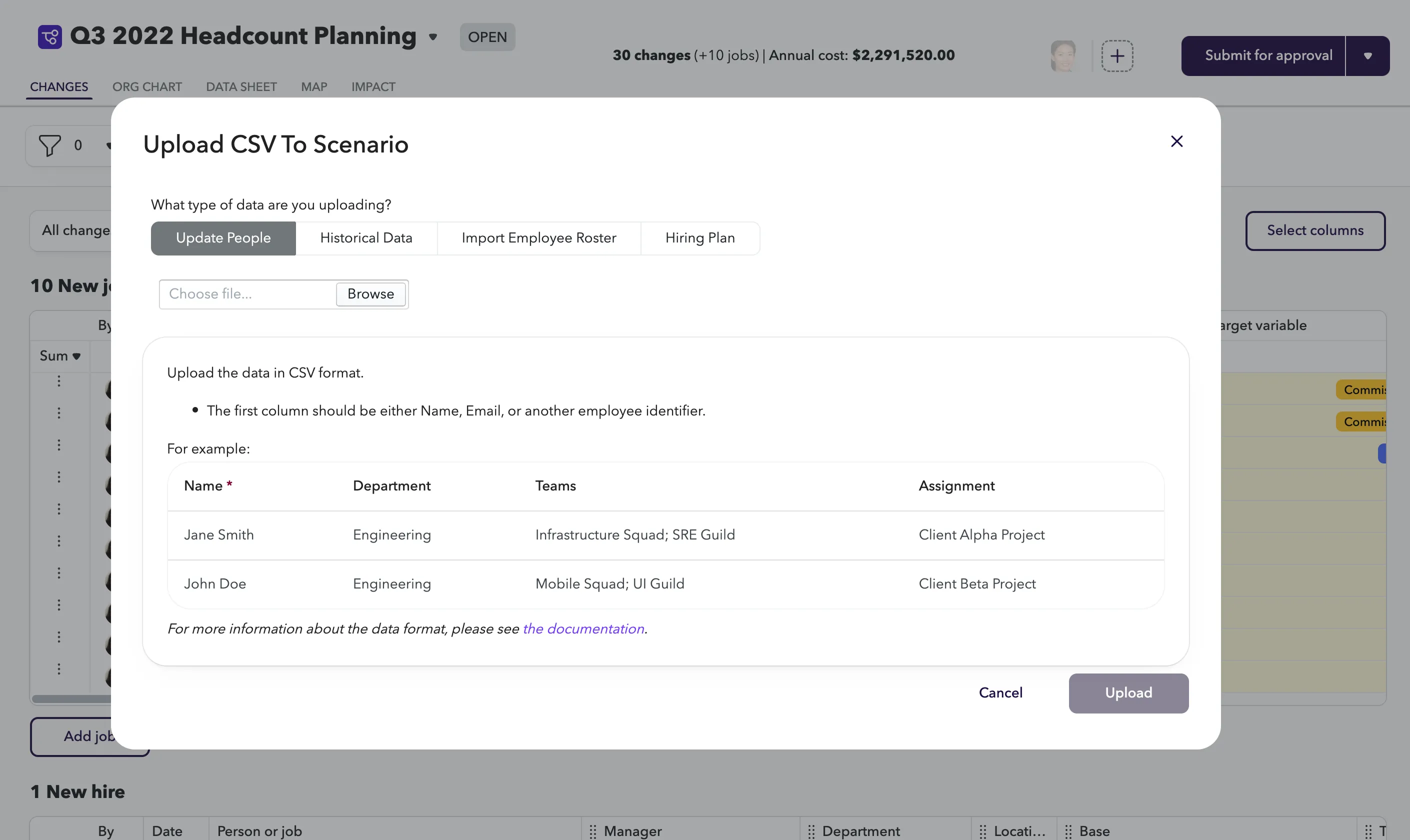 Upload CSV to Scenario