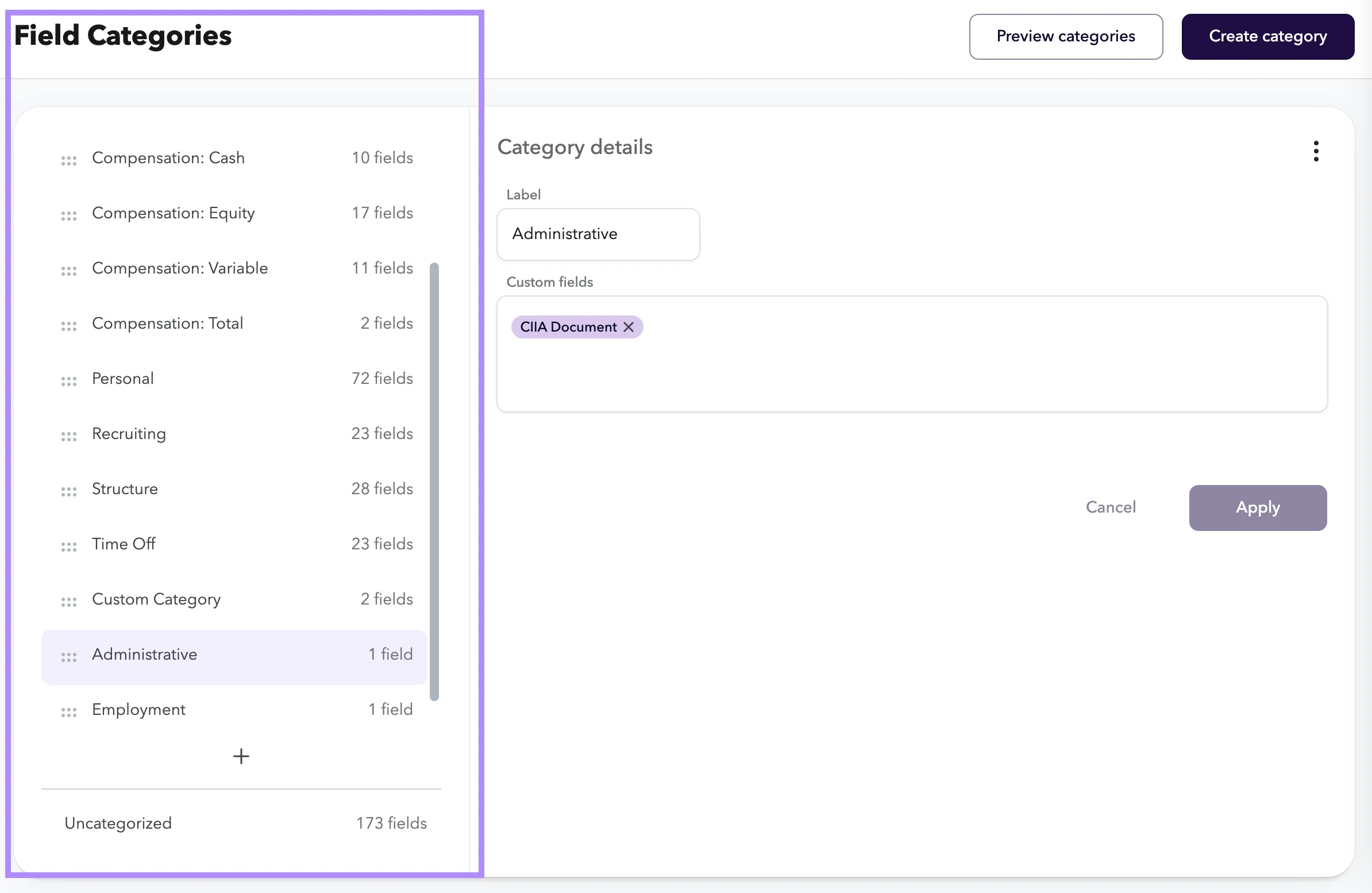 Reordering categories