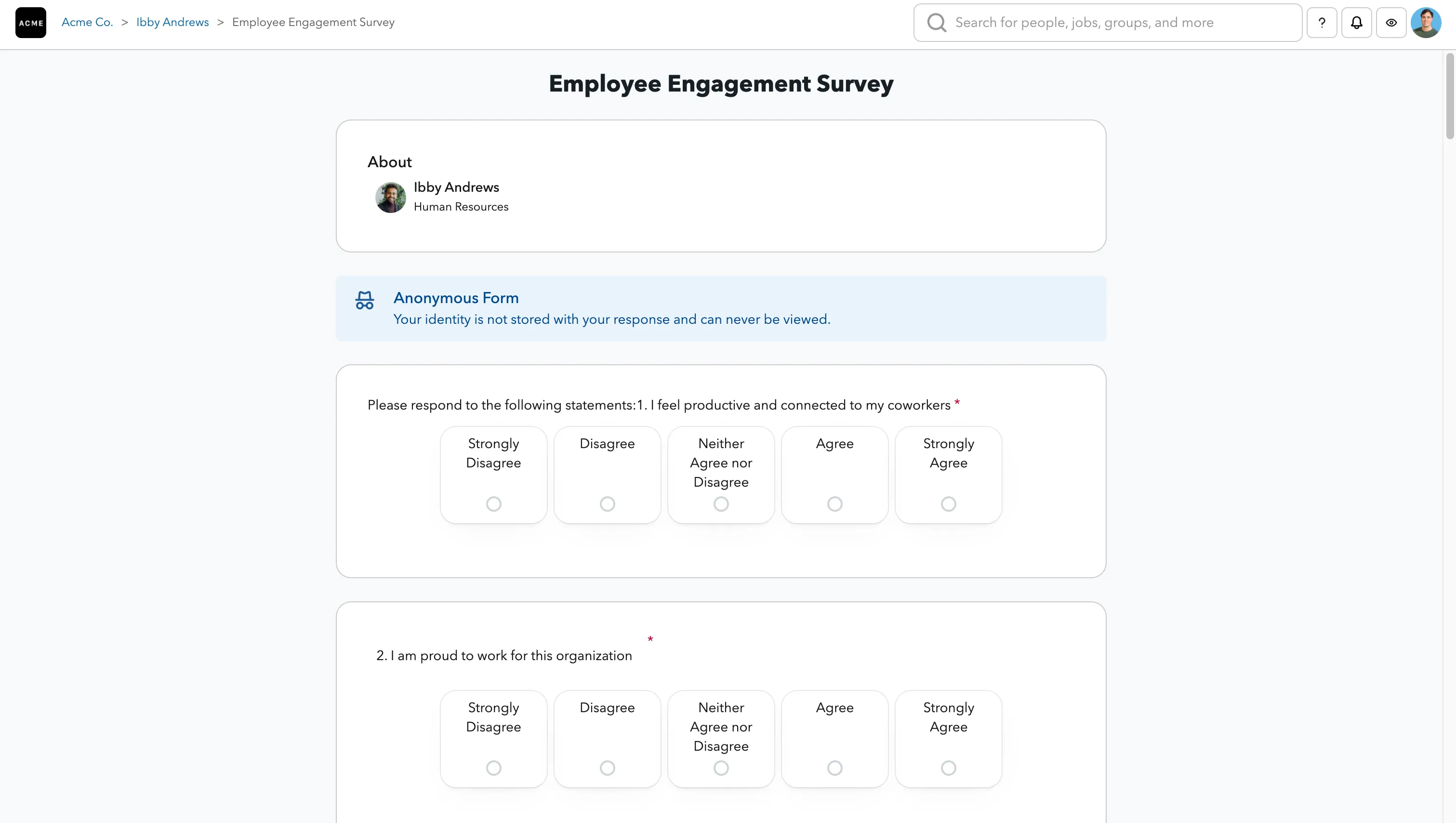 Standalone page forms