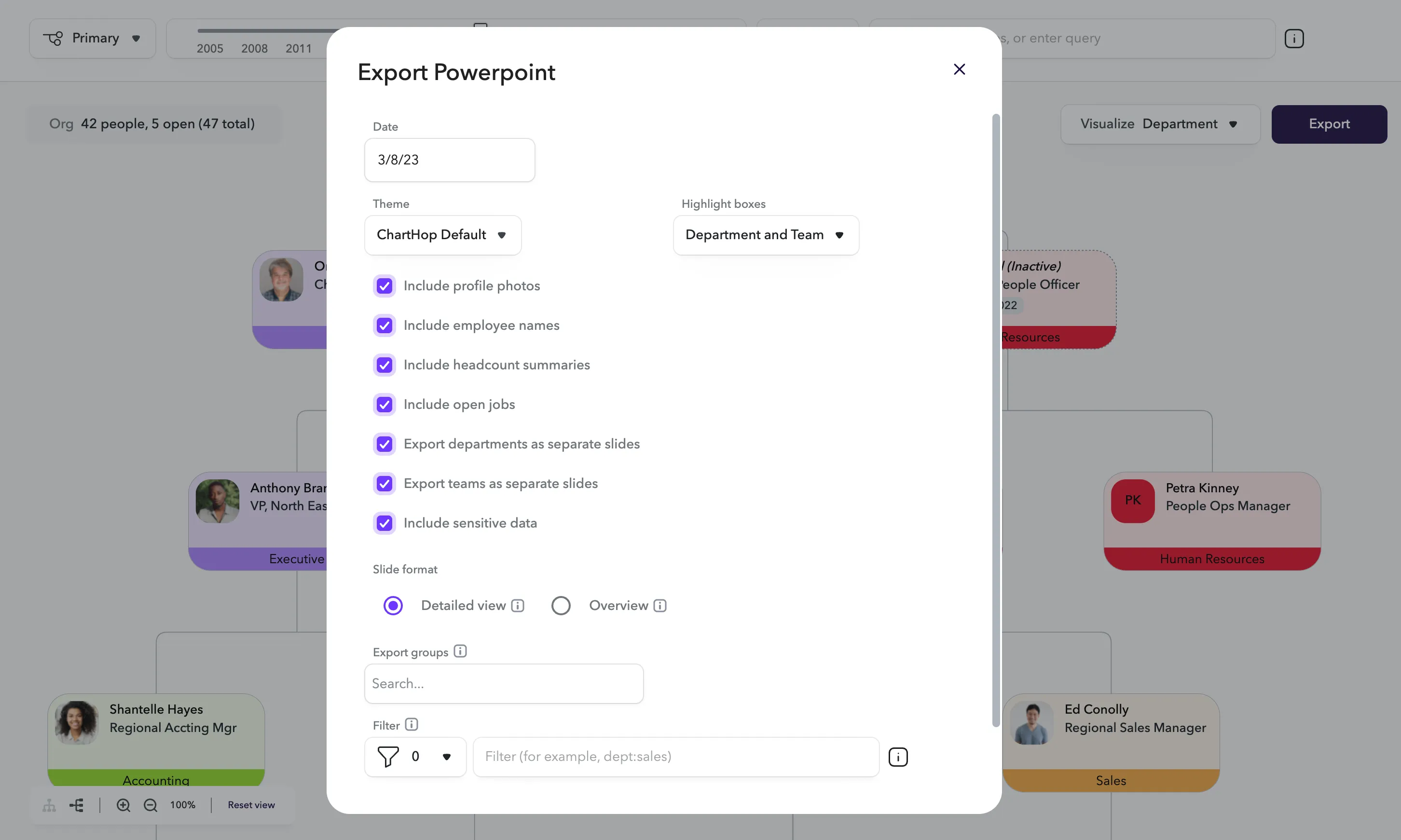 Export Powerpoint dialog