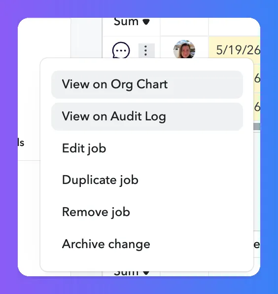 Clicking the three dot menu shows 'View on Audit Log' option Clicking the three dot menu shows 'View on Audit Log' option