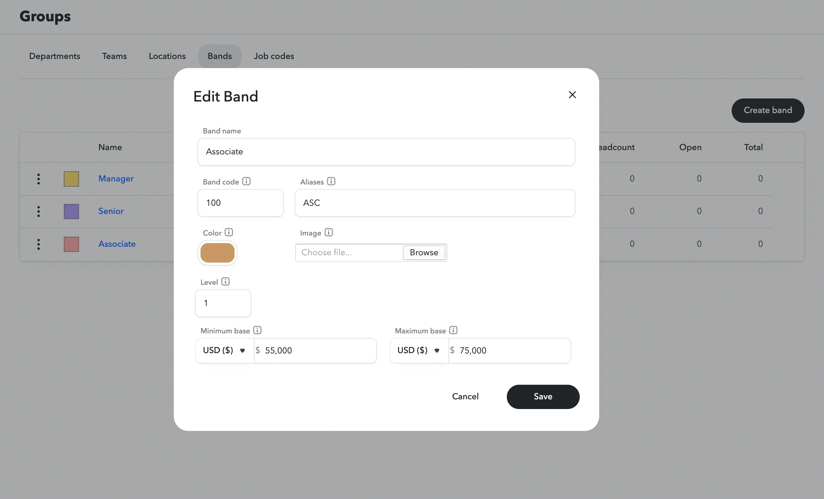 Edit band