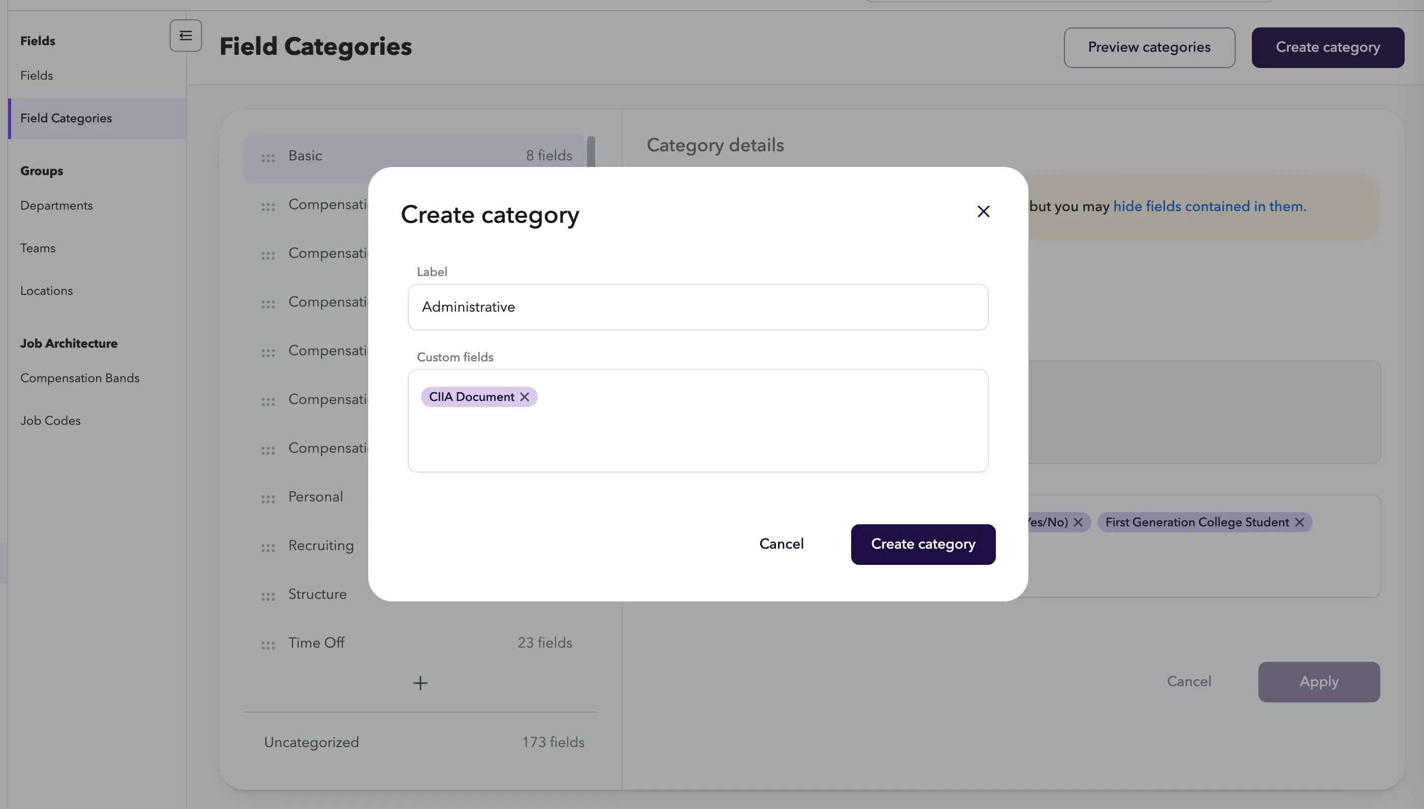 Create a category