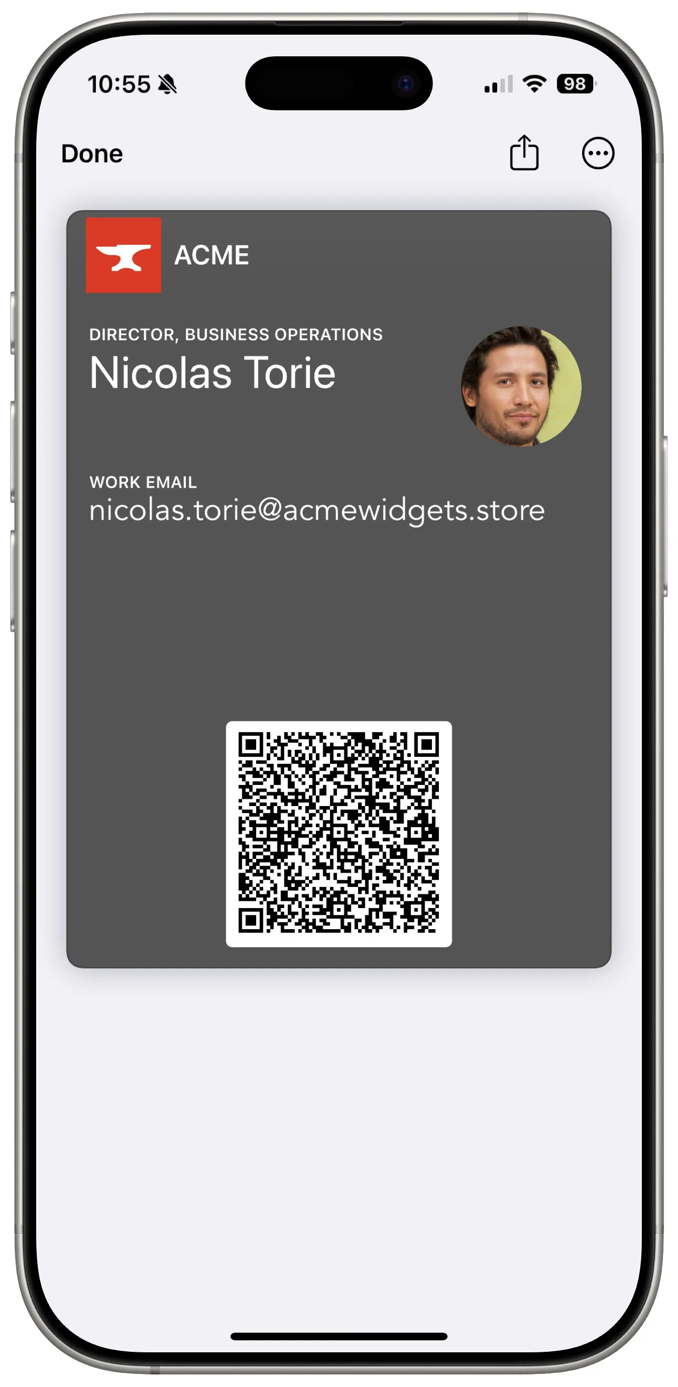 Digital Business Card in phone's Wallet