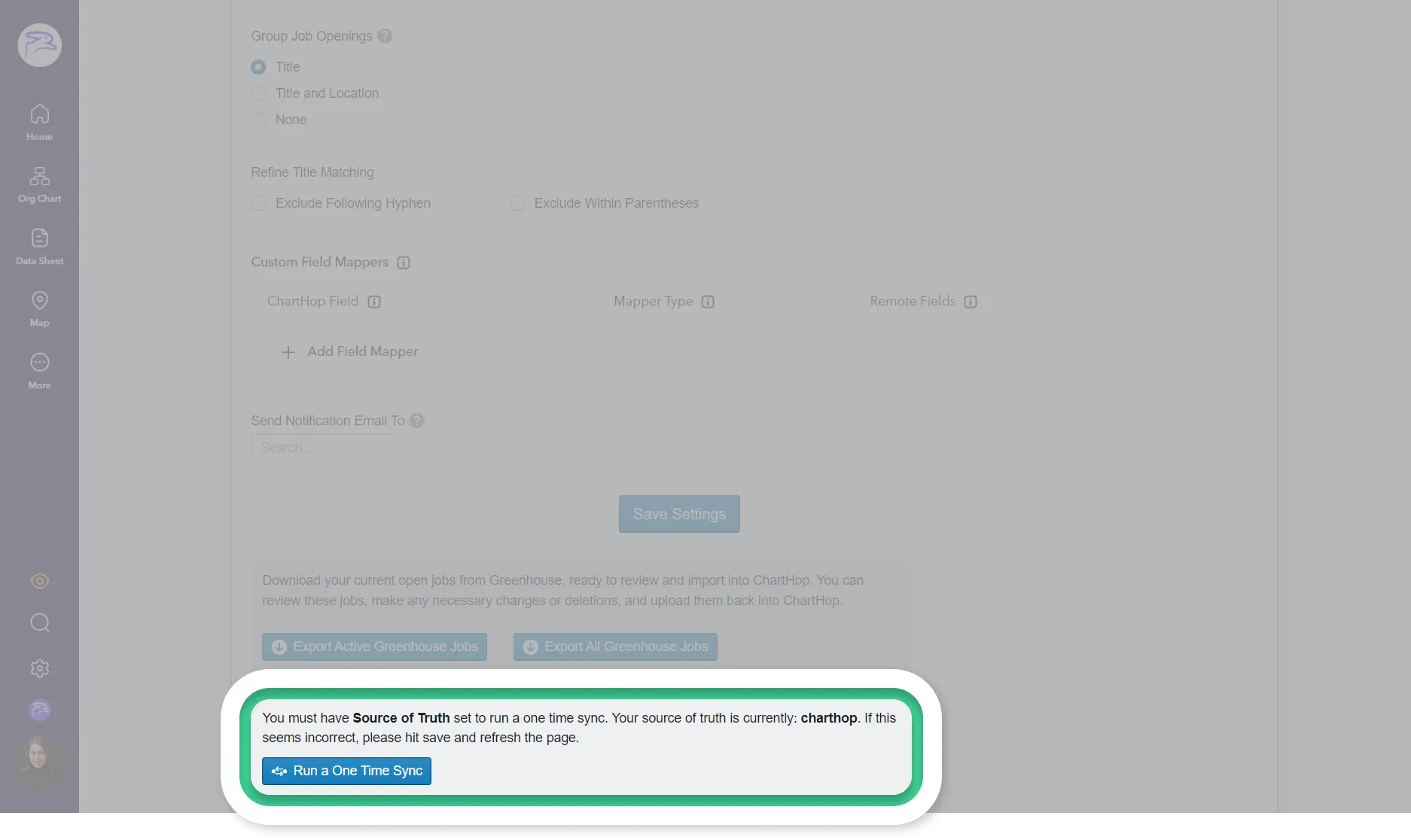 Select the Run a One Time Sync button to manually trigger a reconciliation. Select the Run a One Time Sync button to manually trigger a reconciliation.