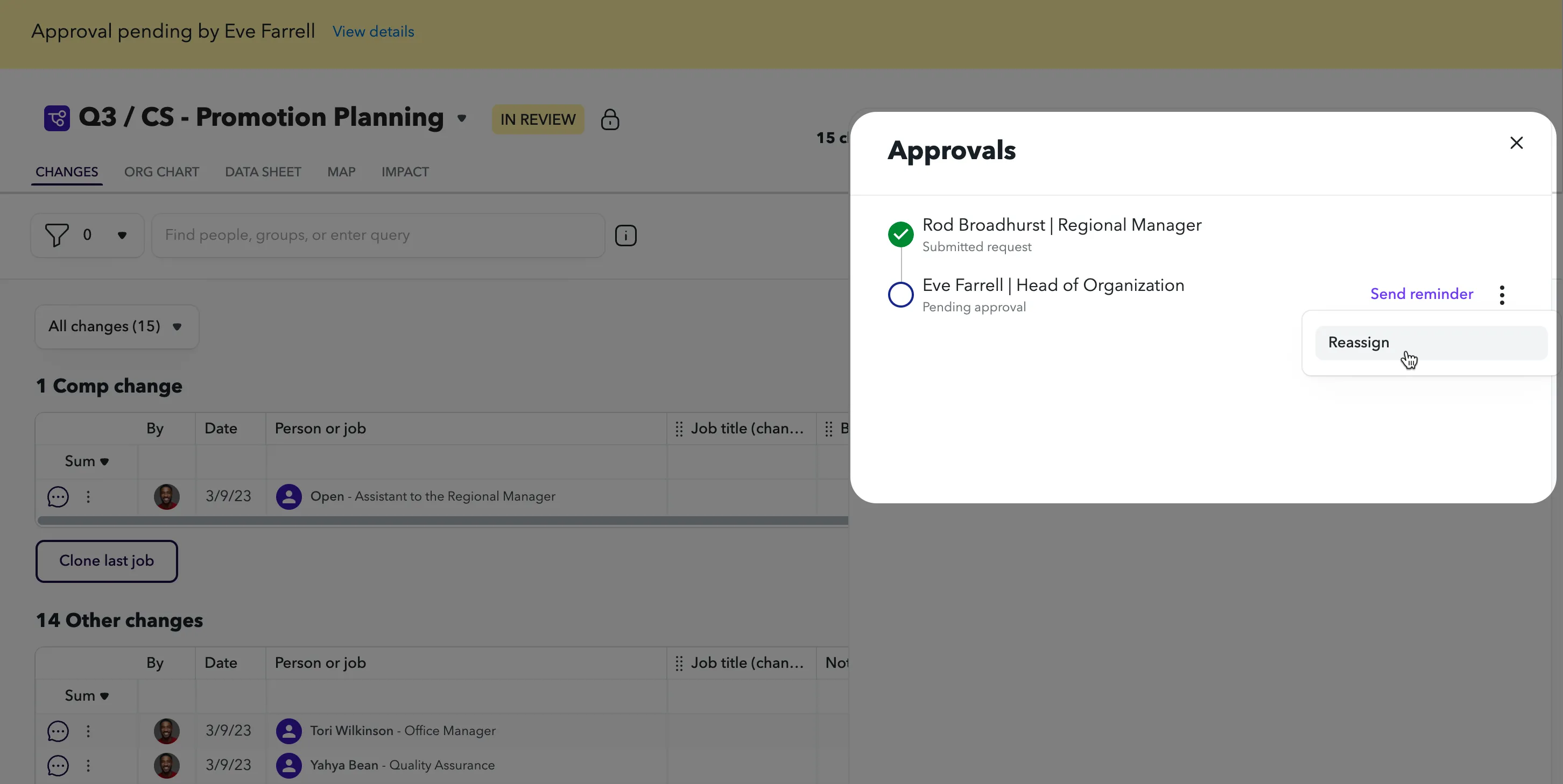 Reassign approver