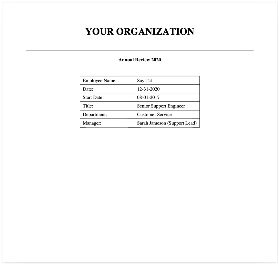 Table example
