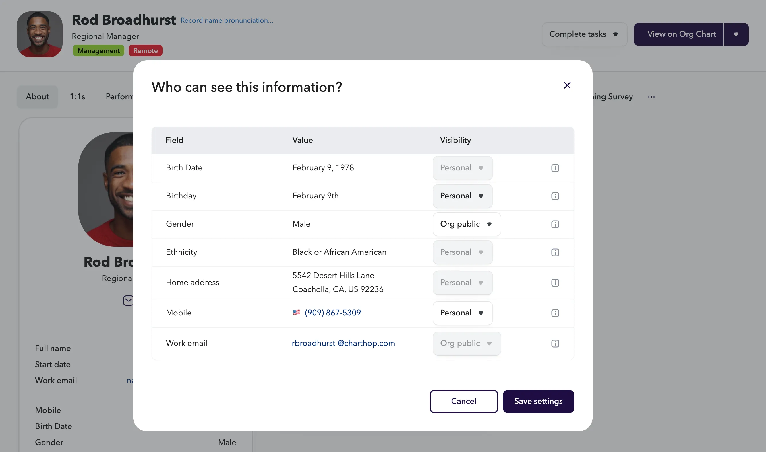 Who can see this information? dialog