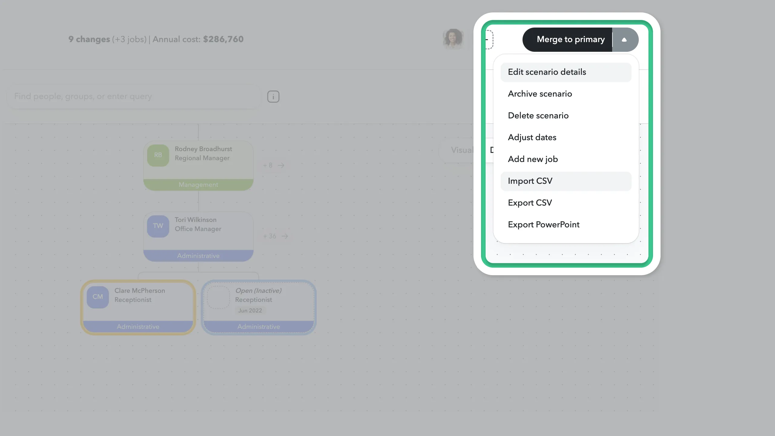 Import your CSV from the dropdown menu.