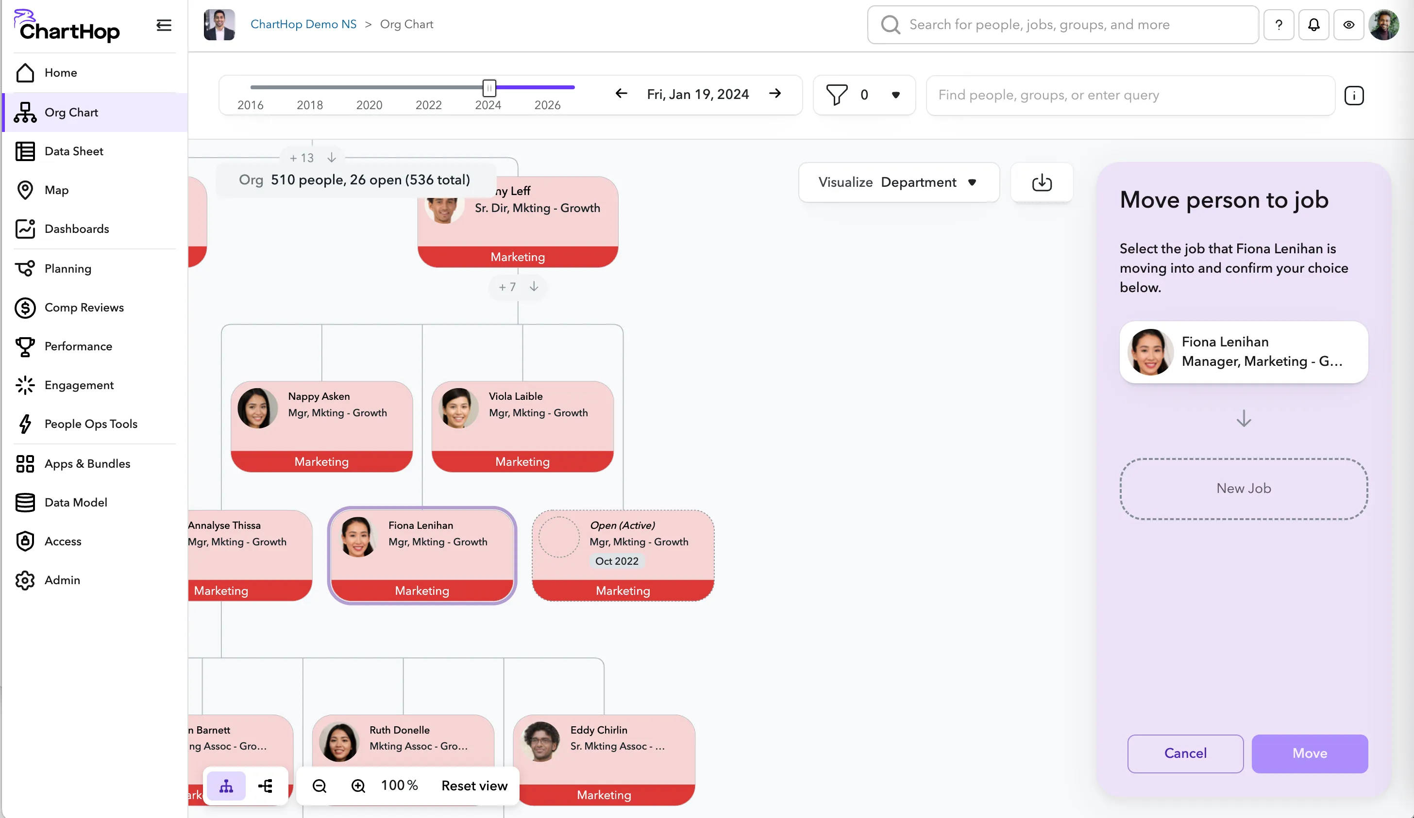 Moving a person from the Org Chart