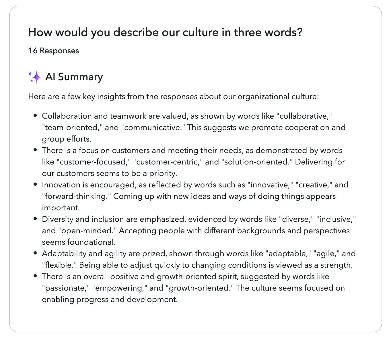 AI Summary of Employee Engagement Survye