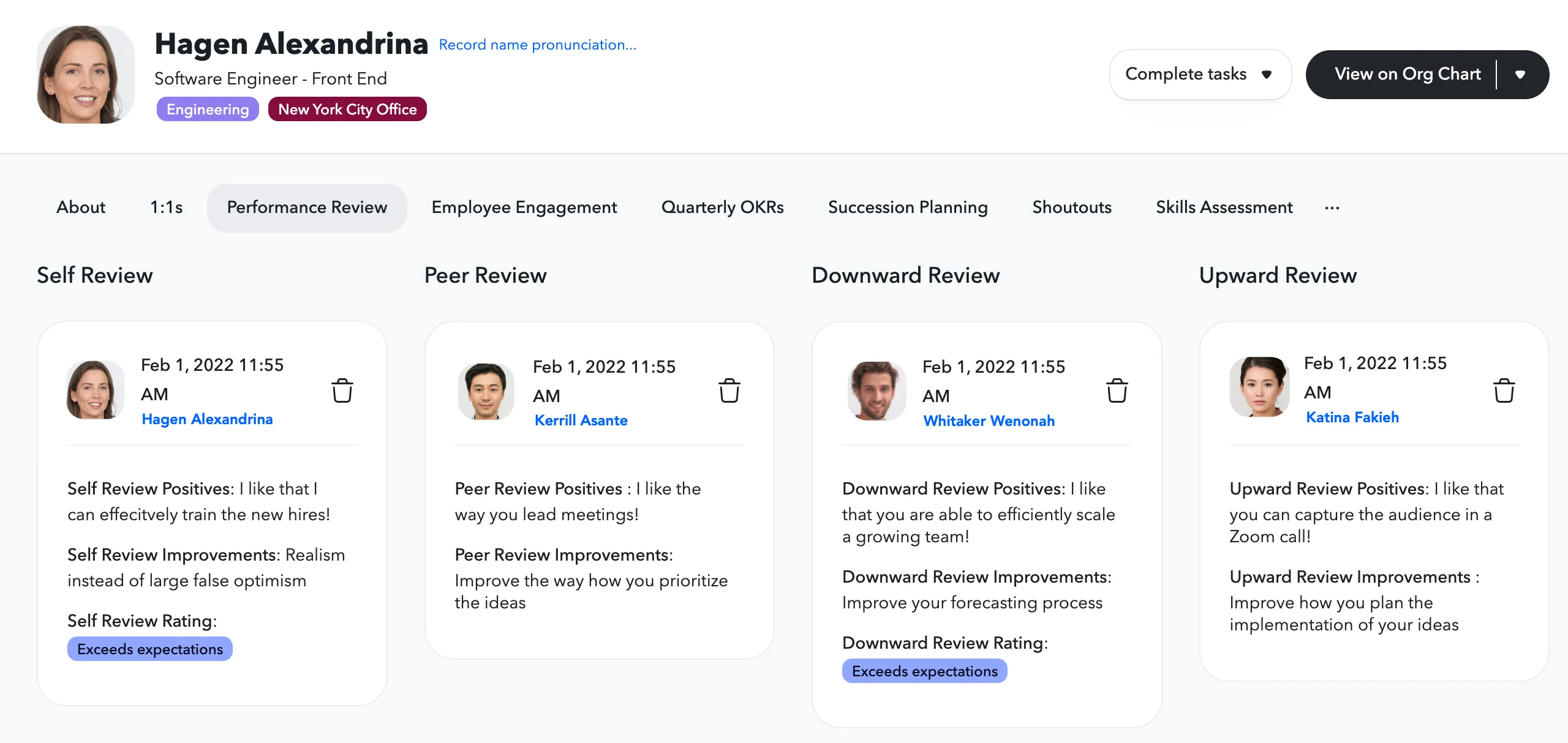 Performance Review tab