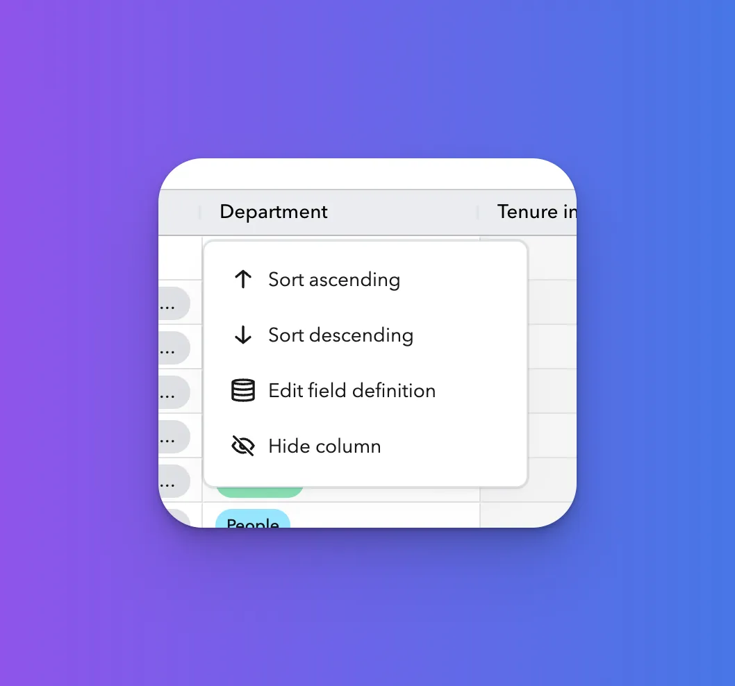 Sorting Columns Sorting Columns