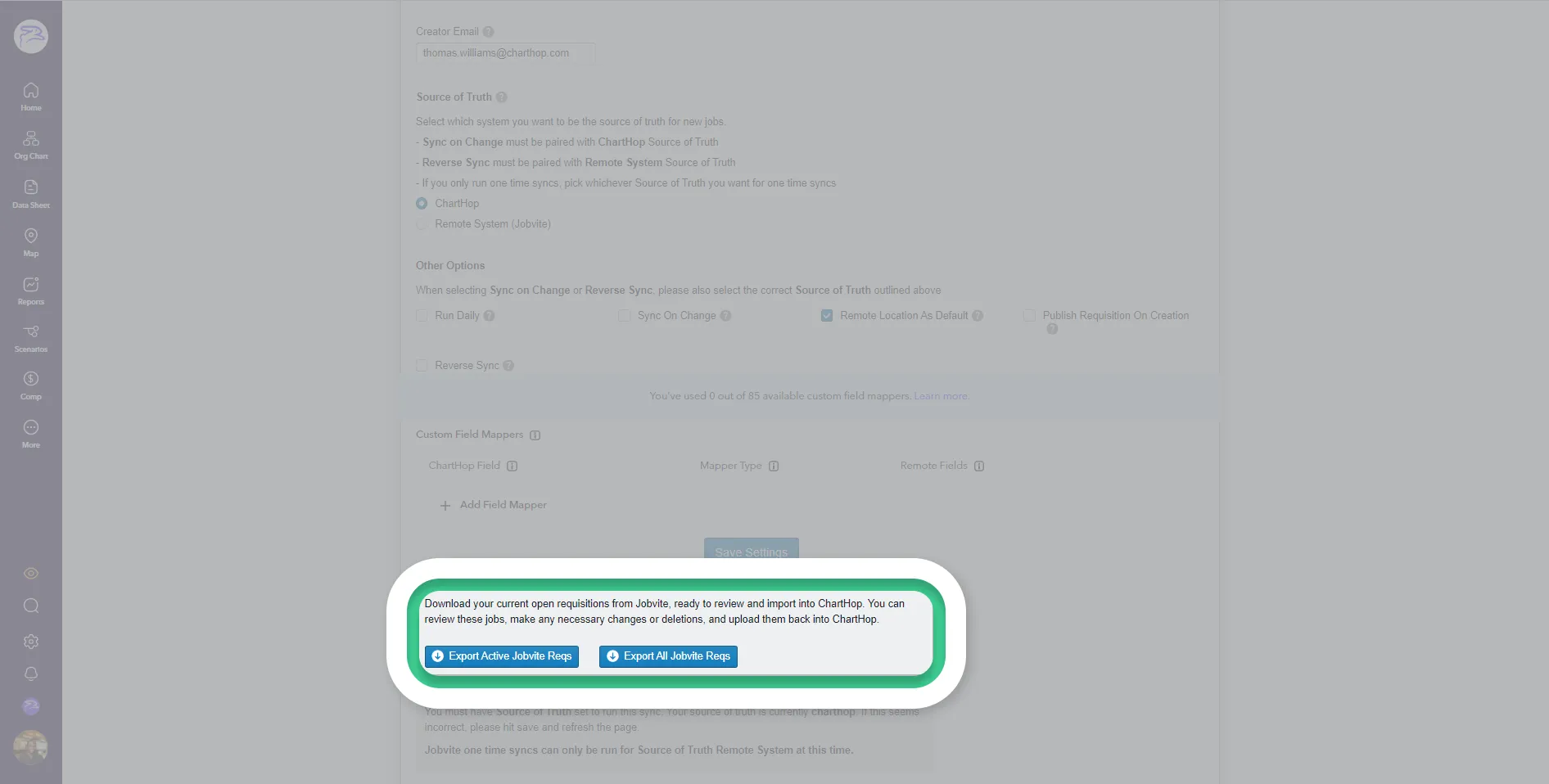Export all or active only Jobvite jobs.