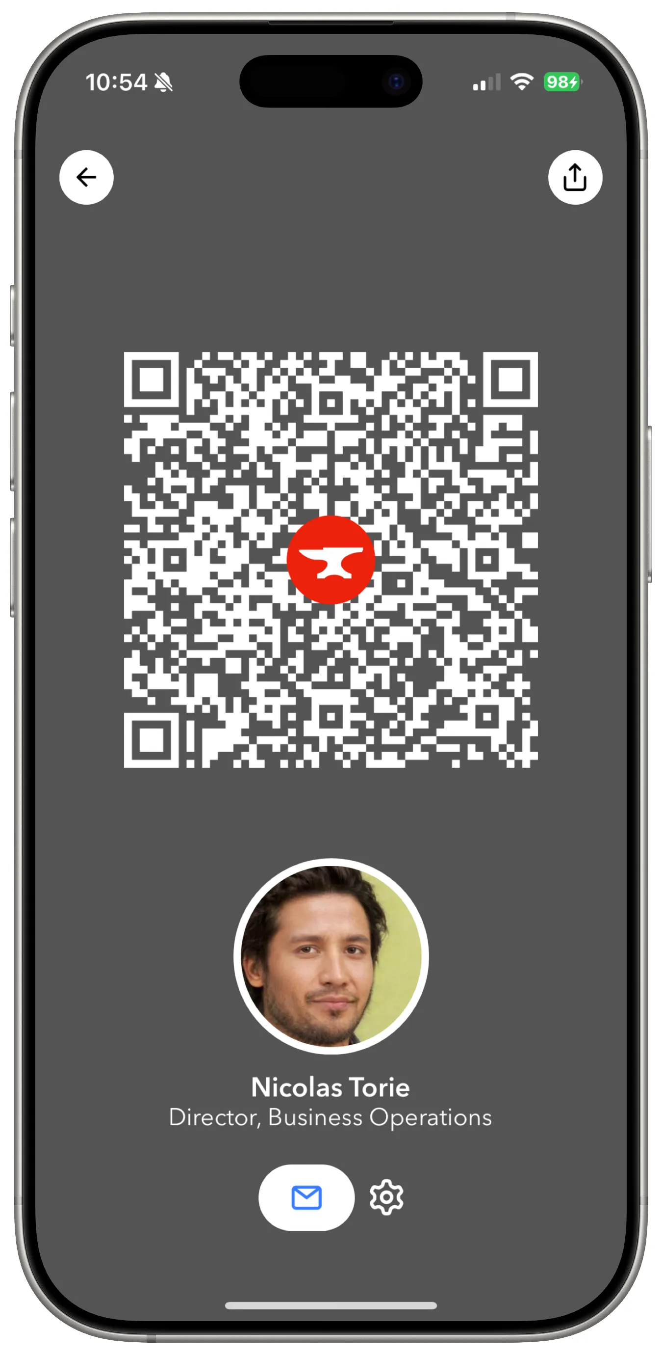 Digital Business Card in ChartHop Mobile App