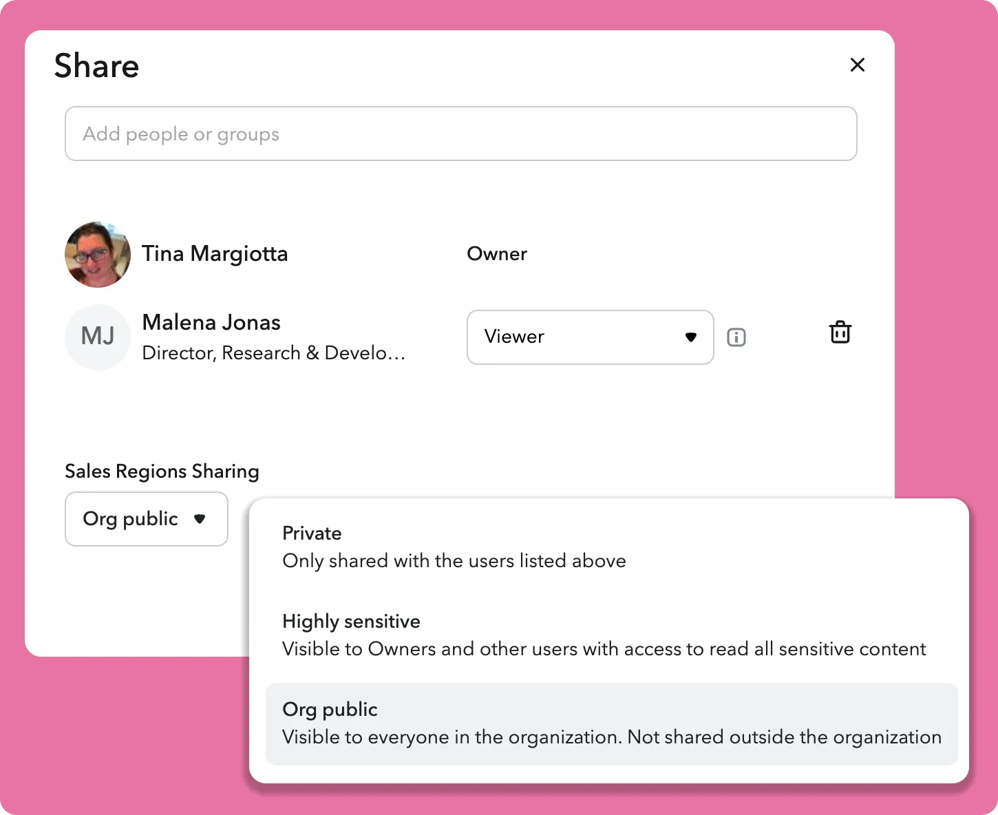 Determine org visibility throughout ChartHop for the group type