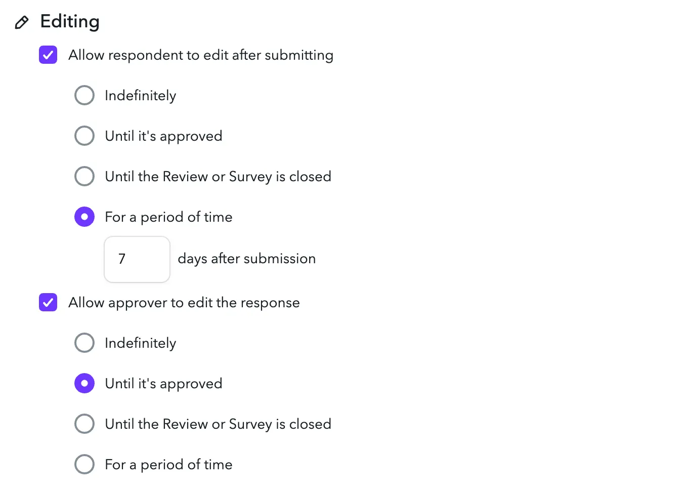 Edit form options